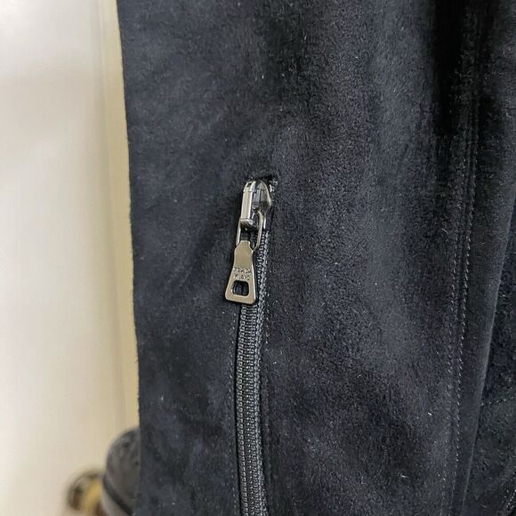 PRADA black suede leather western mid calf heeled boot size 35.5 US 5.5 - Picture 7 of 16